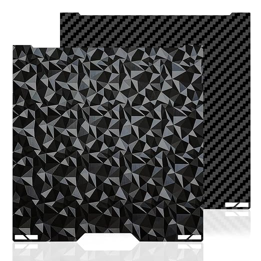 335×325mm PET PEO Double Side Build Plate for Bambu Lab A2L/H2C, Smooth Diamond PEO+Carbon Fiber PET Spring Steel Sheet Plate for Bambu Labs 3D Printer