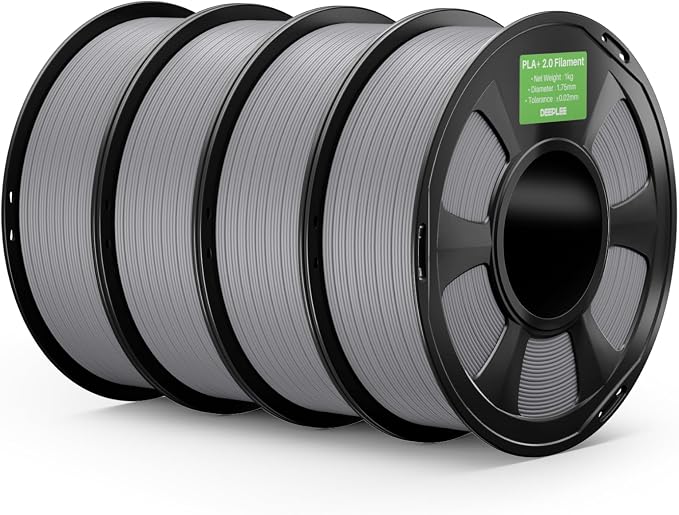 PLA+ 2.0 Filament 1.75mm, Stronger Toughness 3D Printer Filament, Grey 4KG, Upgrade PLA Plus 3D Printer Filament, High Speed PLA+ Filament for Most FDM 3D Drucker
