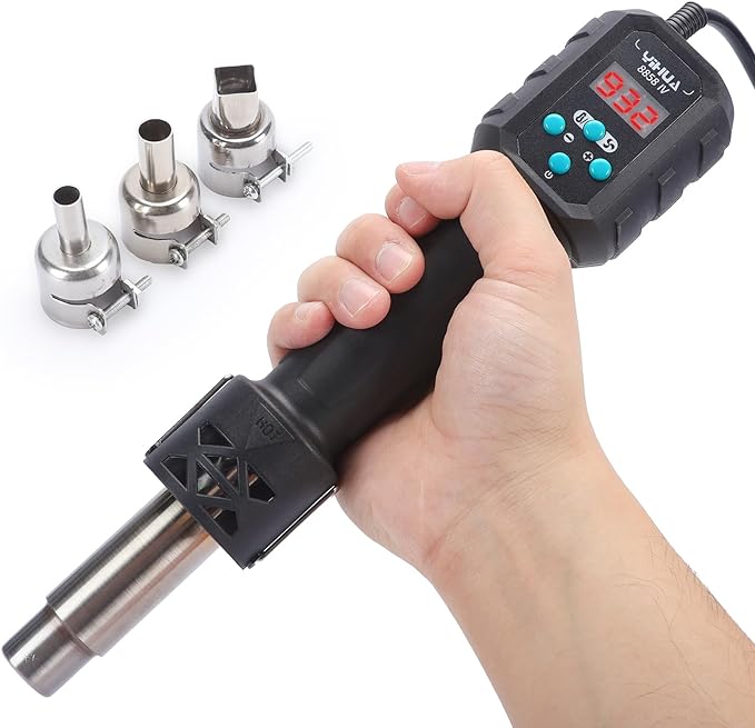 YIHUA 929D-V Electric Desoldering Soldering Iron Solder Sucker Desoldering Pump Kit bundles with YIHUA 8858 IV Multi-Purpose Heat Gun for Crafting, Electronics Soldering and More