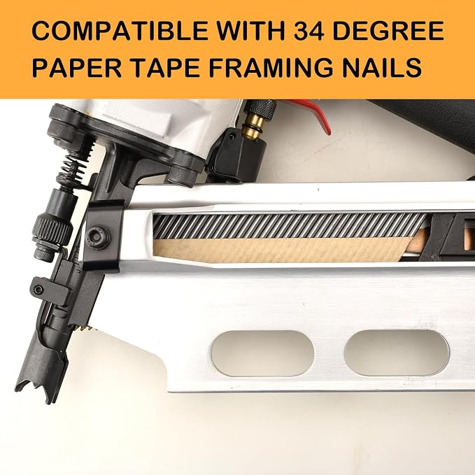 3-Inch x .120 Framing Nails, Smooth Shank Paper Tape Nails for Framing Nailer，30 Degree Bright Finis Collated Nails 1000 Pack
