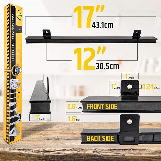 HMmagnets 17" Heavy-Duty Magnetic Tool Holder (Upgraded Version) - Extremely Powerful Magnetic Pull Force to Hold Heavy Tools - Professional Space-Saving Magnetic Bar - Tool Organizer Rack/Strip