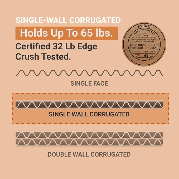 AVIDITI 26x6x6 Long Corrugated Boxes, Long, 26L x 6W x 6H, Pack of 25 | Shipping, Packaging, Moving, Storage Box for Home or Business, Strong Wholesale Bulk Boxes