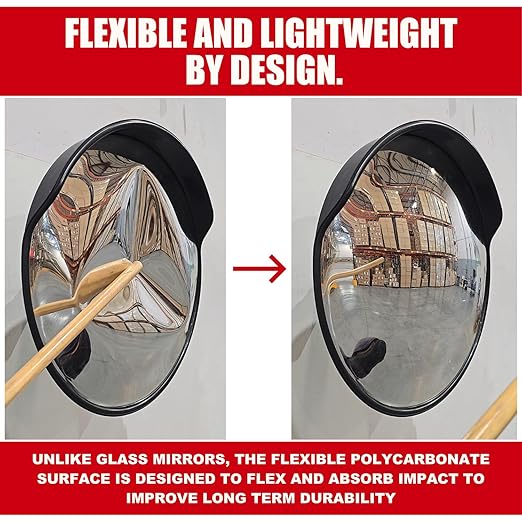 SecurityMan Large 24 Inch Convex Mirror for Blind Spots - Shatterproof Polycarbonate, 180° Wide View for Driveways, Intersections, Warehouses, Roads, and Large Areas - Indoor & Outdoor Security Mirror