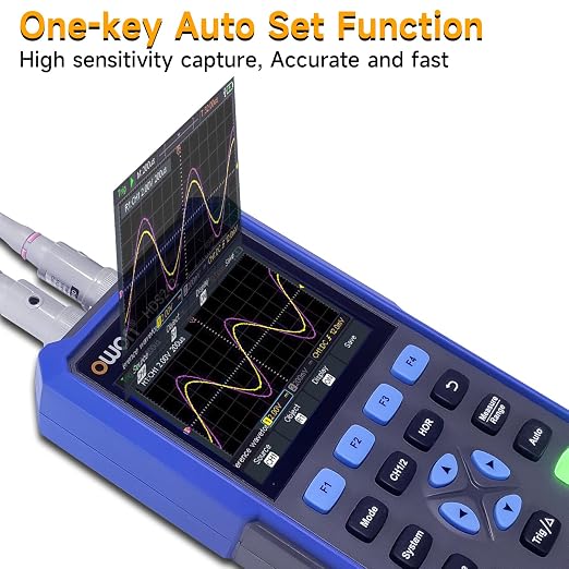 OWON Digital Handheld Oscilloscope Multiumeter 2 in 1,2 Channels, 40MHz Bandwidth, 250MS/s Sample Rate, 3.5" LCD Multiumeter Signal Generator Digital Oscilloscope Multimeter,Lab Oscilloscope HDS242