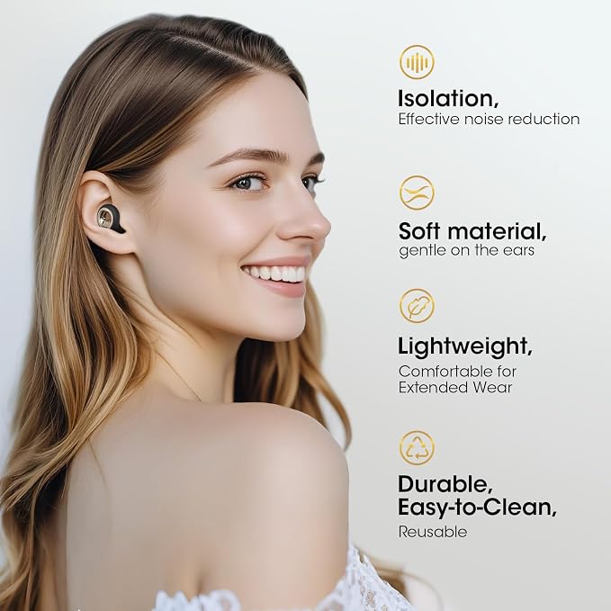 Ear Plugs for Sleeping, 45dB Silicone Ear Plugs for Noise Cancelling, Earplugs for Snoring, Concert & Shooting with 8 Eartips, Silicone Hearing Protection for Work, Travel(Graphite)