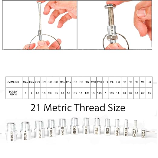 Nut and Bolt Thread Checker, Bolt Size Finder, 45 Male/Female Thread Gauges (24 Inch & 21 Metric) Thread Checker Standard and Metric, Bolts and Nut Identifier Gauge