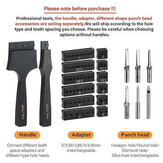WUTA Removable Leather Hole Punch,Versatile Leather Stitching Punch,Leather Hole Punch Tool Set,Leather Stitch Punch for Leather Stitching Punch Craft DIY（12 x Hexagon Head 1.8mm）
