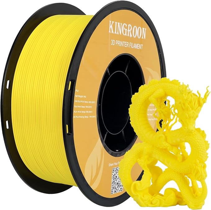 Kingroon High Speed PLA 3D Printer Filament 1.75mm, 3D Printer Rapid Filament for 30-600mm/s Hyper Printing Filament, Dimensional Accuracy +/- 0.03 mm, 1kg Plastic Spool(2.2lbs) (Yellow)