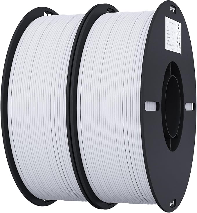 Creality 3D Printer Filament, 1.75mm Bundle 2kg PLA Printer Filament, Dimensional Accuracy +/- 0.02mm, No-Tangling Strong Bonding & Overhang Performance, Fit Most FDM Printer (White & White 2-Pack)