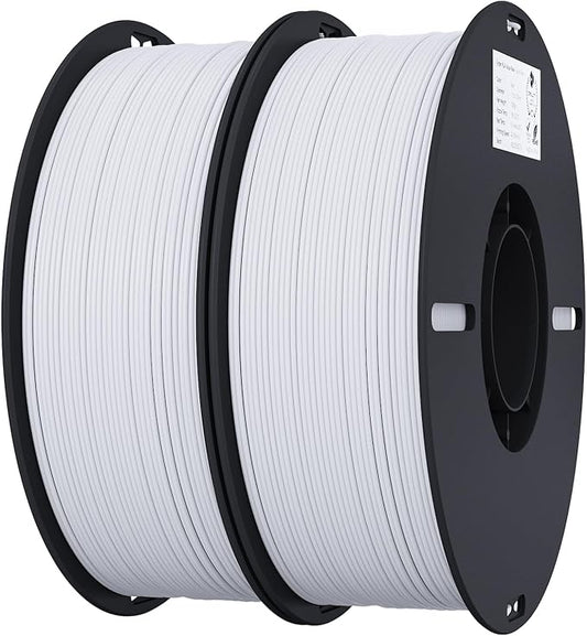 Creality 3D Printer Filament, 1.75mm Bundle 2kg PLA Printer Filament, Dimensional Accuracy +/- 0.02mm, No-Tangling Strong Bonding & Overhang Performance, Fit Most FDM Printer (White & White 2-Pack)