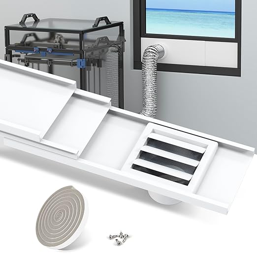 LBG Products Window Vent Kit with Louvered Vent Cover for 3"&4" Vent Hose, Adjustable Window Seal Kit with Switchable Hood for Laser Engraver 3D Printer Enclosure Dryer with 3"/4" Exhaust Ventilation