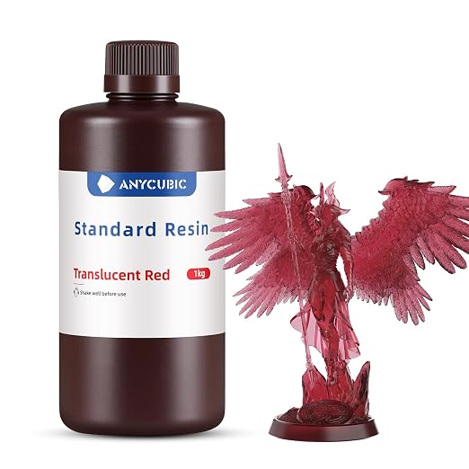 ANYCUBIC 3D Printer Resin, 405nm SLA UV-Curing Resin with High Precision and Quick Curing & Excellent Fluidity for LCD 3D Printing (Clear Red, 1kg)