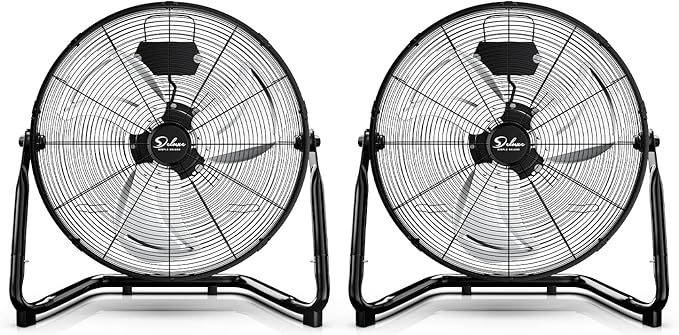 Simple Deluxe Comfort Zone Cradle Floor Fan, 12 Inch 3-Speed High Velocity, 230 Degree Adjustable Tilt, All-Metal, Carry Handle, Rubber Feet,Ideal for Home, Bedroom & Office, Black, 2 Pack