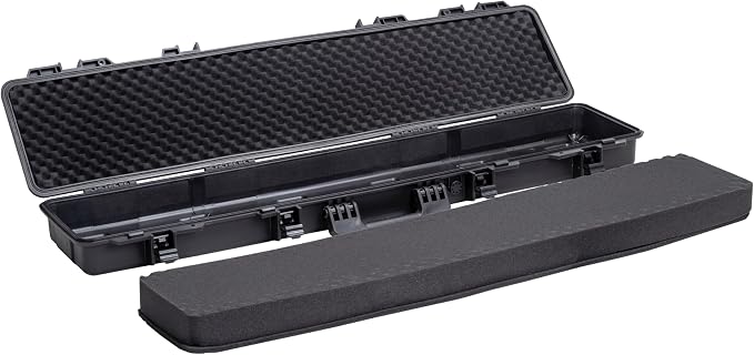 MEIJIA Portable Waterproof All Weather Hard Rifle Case,Soft Handle Grip,Customizable Fit Foam Inserted,without wheels,Black