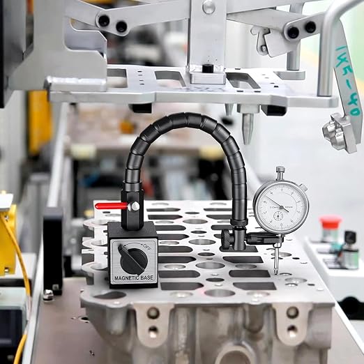 HDLNKAK Dial Indicator 0-10 mm with Magnetic Base - Precision Machinist's Tool Set for Alignment, Includes Flexible Arm Base & 0.01MM Accuracy Measuring Instrument.