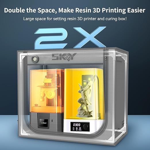 Large Resin 3D Printer Enclosure with Ventilation Kit LED Light, 3D Printer Vented Enclosure Tent Cover Eliminate Odors Dustproof Isolate Noise Compatible with LCD Resin UV 3D Printer 33*18.9*28.7Inch