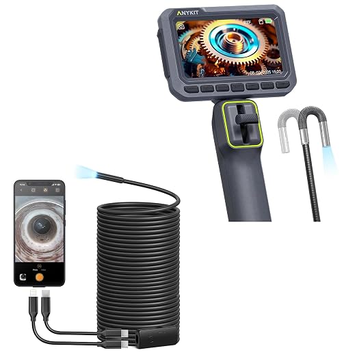Anykit Articulating Borescope 210° Two-Way Endoscope, and USB Endoscope Camera 50ft