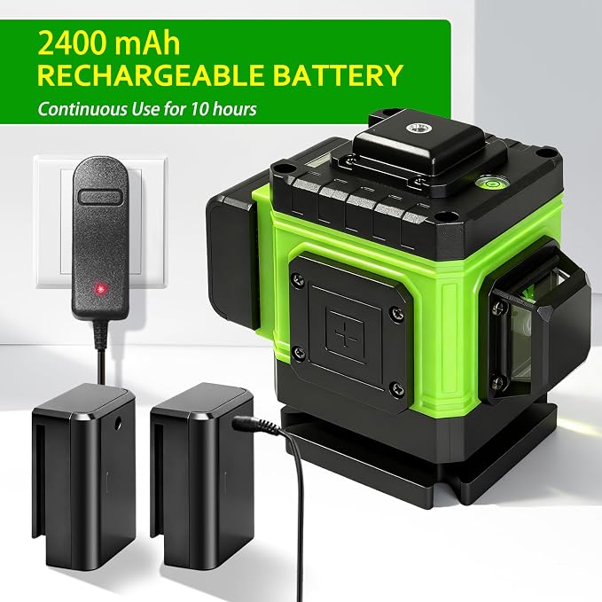 Laser Level - Laser Level 360 Self Leveling, 2D Lazer Leveler Tool Green Cross Line Laser Level for Picture Hanging, Ground Leveling, Measuring, Construction