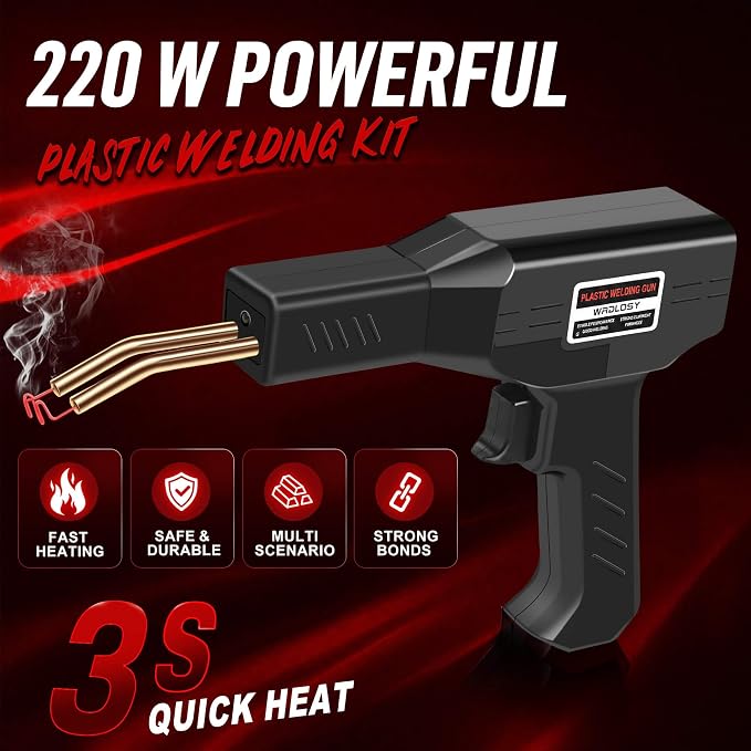 Plastic Welder Kit, 1200PCS Hot Stapler 40PCS Rods, 2 in 1 Welding Gun for Car Bumper Repair | 1200PCS Staples, Stainless Steel Mesh, Aluminum Tape, Sandpaper, Screwdriver, Plier, Stand, for Car Bumper, Dashboard, Kayak