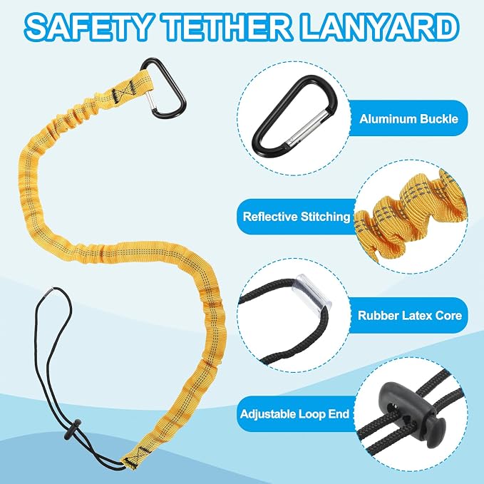 MECCANIXITY Retractable Tool Lanyard 3.6ft with Single Aluminum Buckle and Adjustable Loop End, Maximum Weight Limit 10KG / 22lb, Safety Fall Protection Tools Leash, 4 Colors 12 Pack
