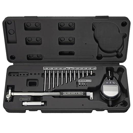 Neoteck Digital Bore Gauge Set Digital Indicator Bore Gauge (2"-6"/0.0005") Measurement with Self-Centering Dial Carbide Anvils and Insulated Grips for Deep Engine Cylinder Measurement
