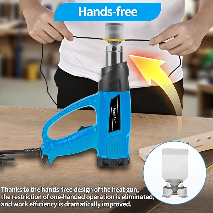 Heat Gun 1800W 140℉~1112℉ (60℃-600℃) Fast Heating Heavy Duty Hot Air Gun Kit with Variable & Dual Temperature Settings, Overheat Protection, 5 Nozzles for Crafts, Shrinking PVC, Stripping Paint