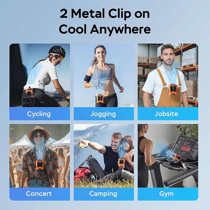 AMACOOL Mini Portable Waist Fan Clip on, Gifts for Father Him Men Dad Husband, 13000RPM Rapid-Cooling Personal Neck Fans, Wearable Shirt Belt Fan for Women Men Outdoor Work Jobsite Travel Camping