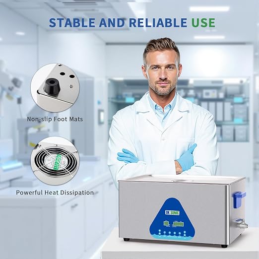 DK SONIC Ultrasonic Cleaner 22L,480W Industrial Ultrasonic Parts Cleaner with Heater&Timer, Digital Control&Basket, Multiple Functions for Motorcycle Engines,Carburetors, Chains