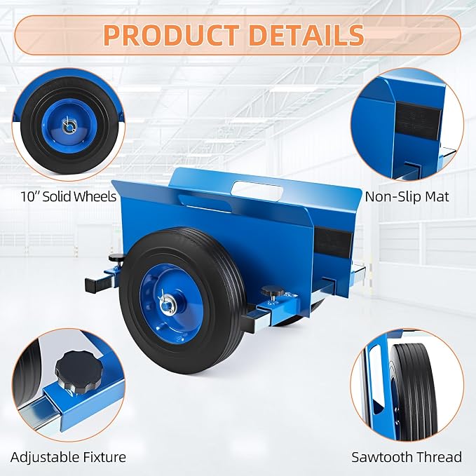 Heavy Duty Panel Dolly 1100LBS Capacity Door Cart with 10" Solid Rubber Wheels,Adjustable Clamp Panel Cart with Handle, All Terrain Slab Dolly for Drywall Sheet Heavy Material-Blue
