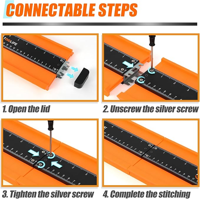 TOOLIFE Connectable Contour Gauge with Lock, 20 Inch Profile Duplicator Tool for Flooring, Tile, Laminate & Woodworking, Shape Outline Gauge, Father’s Day Gifts for Dad Men Husband