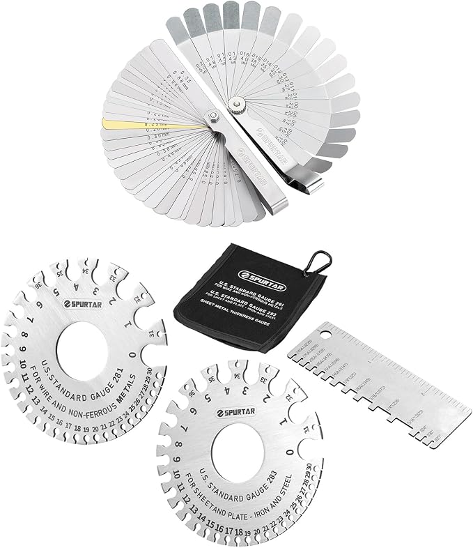 Spurtar 2pcs Feeler Gauge Set + 3pcs Wire Gauge Measuring Tool