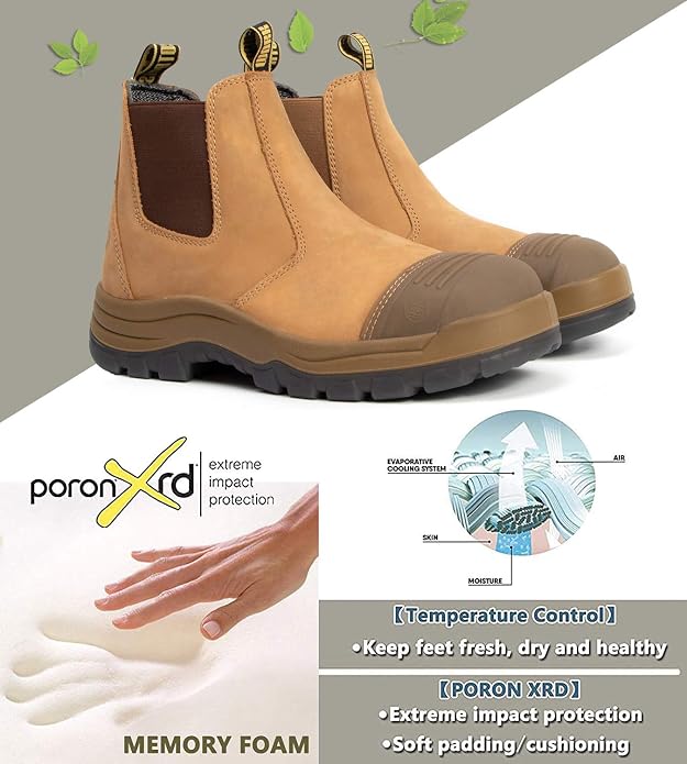 Work Boots for Men, Composite/Soft Toe Waterproof Working Boots, Slip Resistant Anti-Static Slip-on Safety Working Shoes 8 9 10 11 12 13