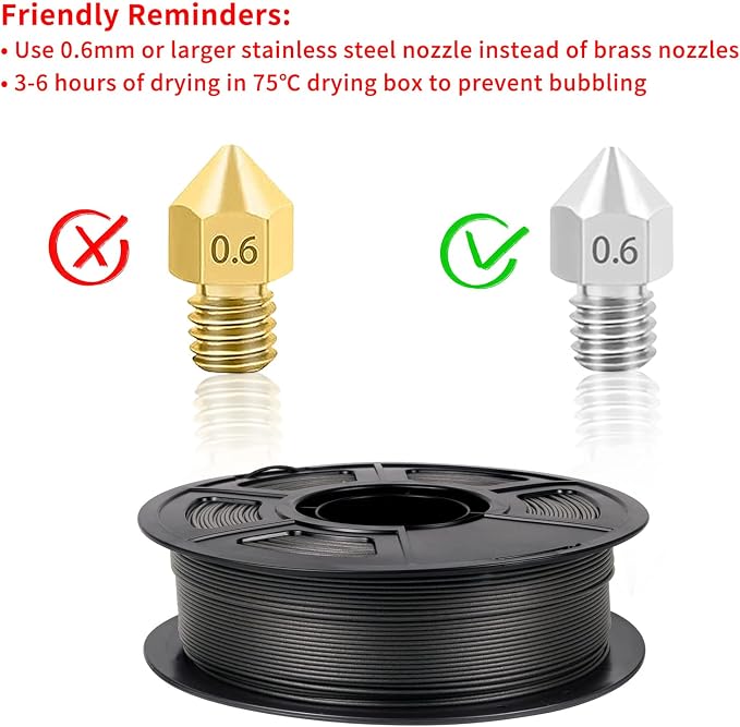 Carbon Fiber PETG Filament 1.75mm, Lightweight/High Strength PETG CF 3D Printer Filament, Black Carbon Fiber Filament 1kg(2.2lbs) Spool