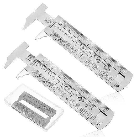 Copkim 2 Pcs Wire Gauge Measuring Tool Metal Thickness Gauges Stainless Steel Wire Measuring Gauge Standard Cable Sheet Thickness Gage with Storage Box