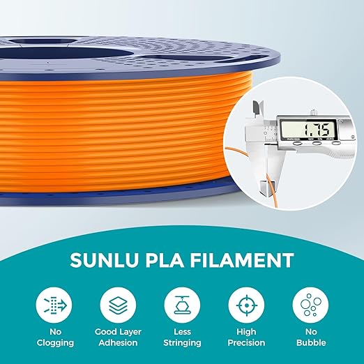 250g PLA Filament 1.75mm Bundle, SUNLU 3D Printer Filament Neatly Wound, Individually Vacuum Packed, 250g Spool, 8 Rolls, White+Red+Orange+Yellow+Green+Blue+Cyan+Purple