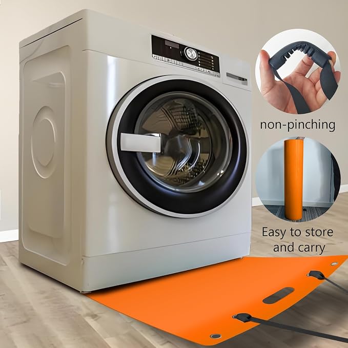 Large Appliance Slider with Pull Strap,Furniture Moving Sliders for Floor Protection Premium Moving Mat for Tile Carpet and Hardwood Floor (49'' x 30'' Orange)