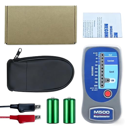 M500 Insulation Tester MEGOHMMETER, Compatible with Supco M500 Electronic Megohmmeter, Multimeter Tester, Compressor Tester HVAC, 1000 Megohms at 500 Volts, with Soft Carrying Case