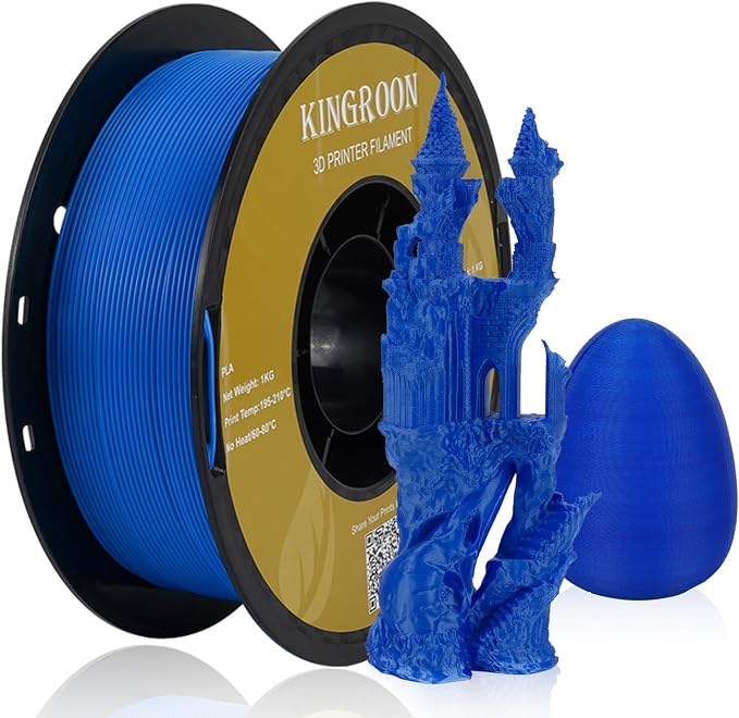 Kingroon PLA 3D Printer Filament, Dimensional Accuracy +/- 0.02 mm, 1 kg Spool(2.2lbs), 1.75 mm，Blue