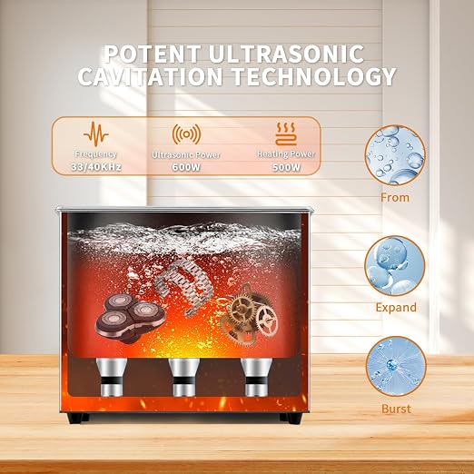 Ultrasonic Cleaner,30L 600W Touch Screen Control Ultrasonic Cleaning Machine with Timer&Heater,Sonic Cleaner for Gun,Carburetors,Parts,Chain Cleaning (Including Baskets)