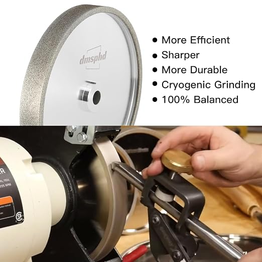 CBN Grinding Wheel with 6 inch 320 Grti,1/2'' Bore,1'' Wide, Suitable for high-Speed Steel,for All Kinds of 6 inch Bench Grinders 320 Grit
