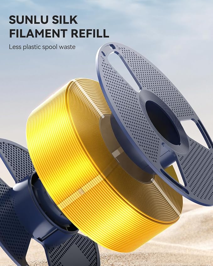 SUNLU Silk PLA Plus Filament Refill 1.75mm, 4 Packs, 4KG | Smooth Silky Surface, Silk Filament Bundle, No Spool, Compatible with Bambu Lab 3D Printers, Silver+Red Copper+Brass+Bronze