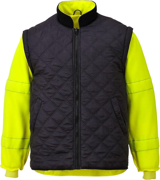 Portwest Hi-Vis 7in1 Jacket Viz Insulated Safety Visability Work Bomber Rain ANSI 3, X Large Yellow