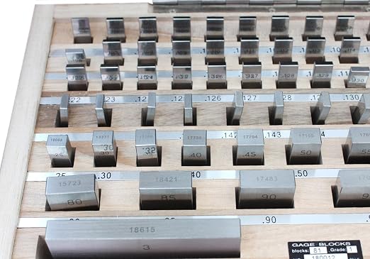 Accusize Steel Gage Block Set, Grade AS-1, 81 Pc, P900-S582 | ASME B89.1.9-2002, Hardened Steel, Corrosion-Resistant, with Certificate of Inspection