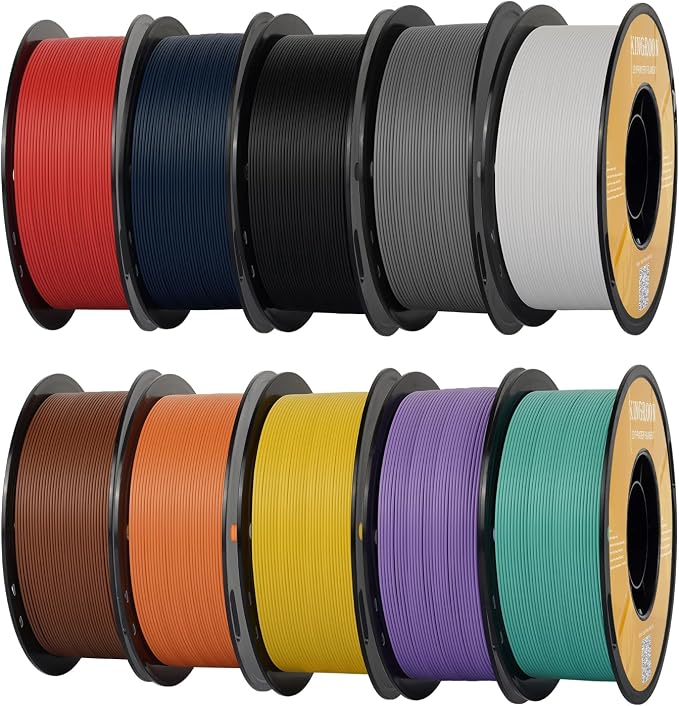 Kingroon Matte PLA Filament 1.75mm 3D Printer Filament Matte Filament 1kg Dimensional Accuracy +/- 0.02 mm (10 Rolls Mixed Colors)