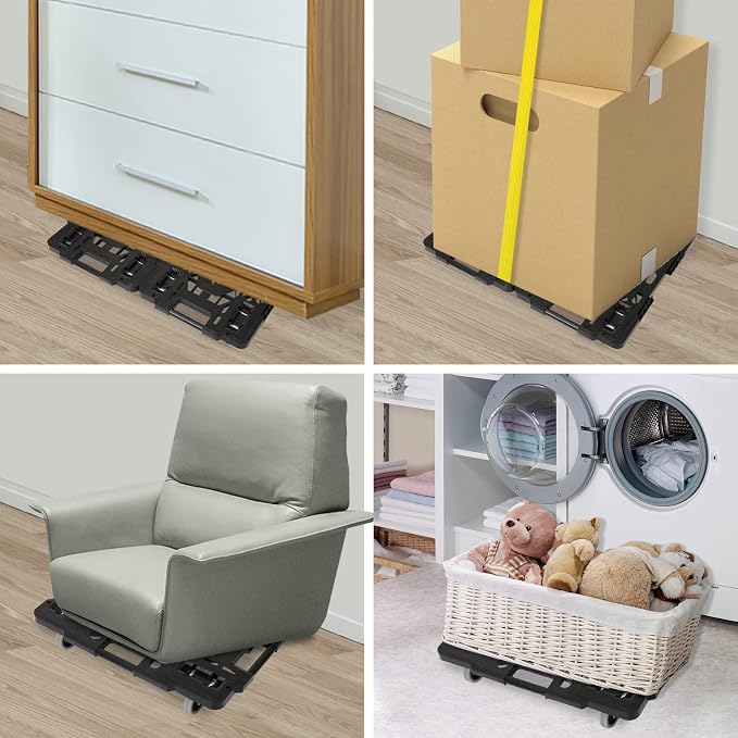 Furniture Movers Dolly Furniture Movers with Wheels, Portable Moving Rollers Leg Dollies for Heavy Furniture, 4 Wheels Small Flat Dolly, 1760 Lbs Capacity