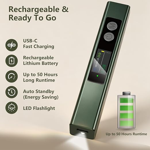 Professional Radiation Detector Geiger Counter Portable GM Tube X-Ray Gamma Beta Radiation Meter Real-Time Dosimeter with Vibration & Sound Alarm USB-C Rechargeable for Home Industrial Emergency Use