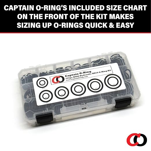 Captain O-Ring - ORB BOSS Hydraulic Fitting SAE 900 O-Ring Seal Kit (Buna-N 70-255 Piece Kit, 12 Sizes)