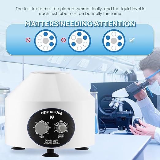 NEWTRY Electric Centrifuge Machine Desktop Lab Benchtop Centrifuges with Timer & Speed Control 4000rpm Capacity 20ml×6 800D 110V US Plug, 60HZ