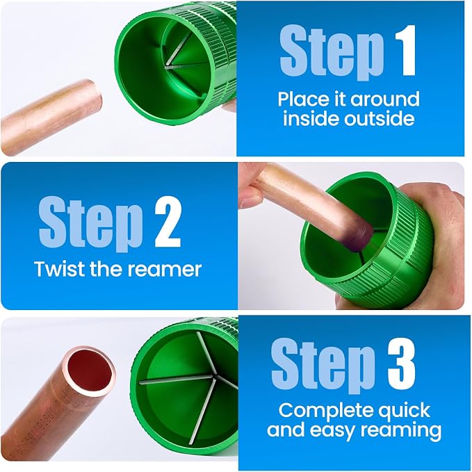 WISSCOOL 1/4" to 2-1/4" Deburring Tool PlumbingTools Pipe Reamer Copper Pipe Cleaner Removing Burr Tools for Inner Outer Copper PVC Metal Aluminium(Green-Max)