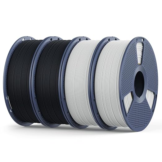 Matte PLA Filament 1.75mm, 4kg(8.8lbs) SUNLU 3D Printer Filament, Matte Surface Texture, No Clogging, Less Brittle, Black+Black+White+White